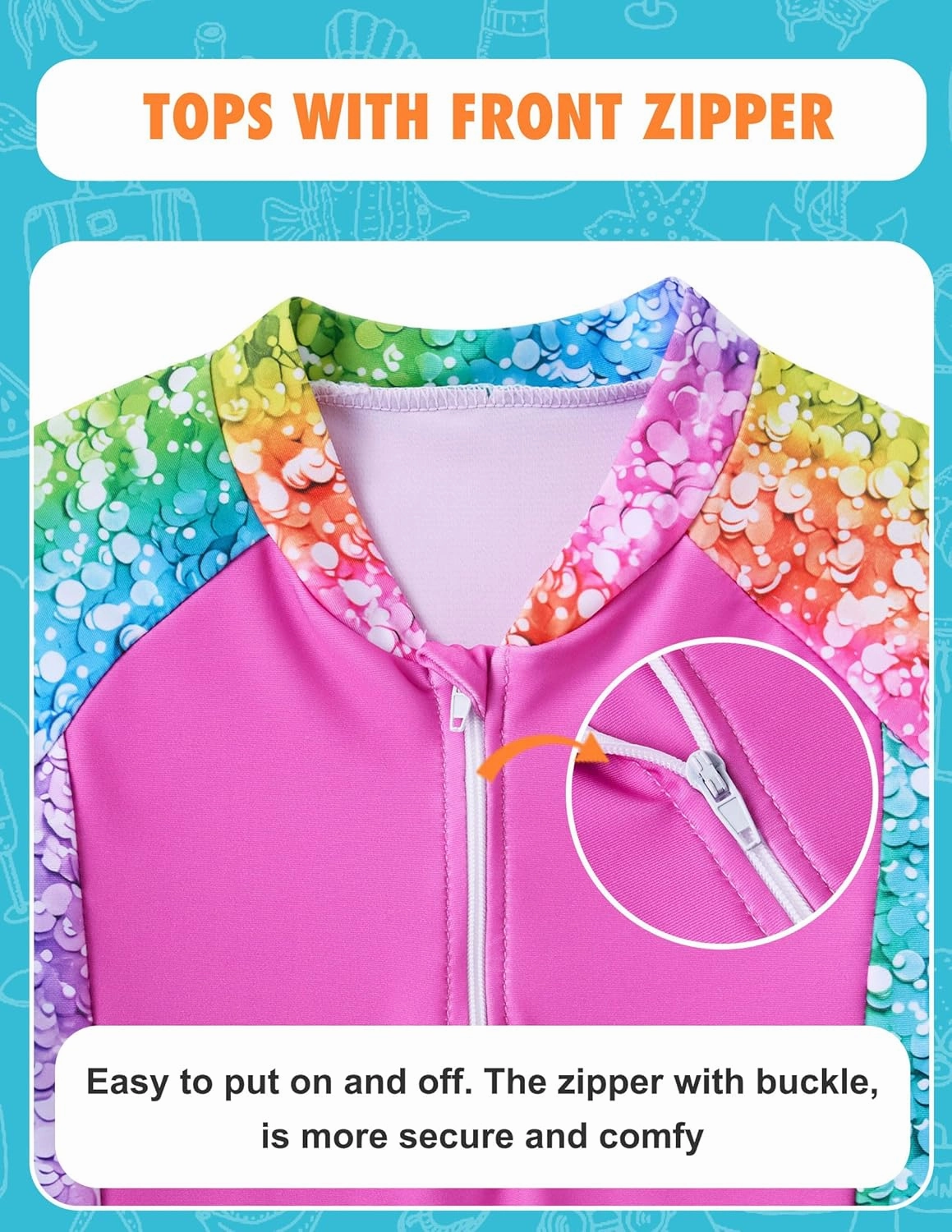 ALISISTER Girls Rash Guard Swimsuit 2 Pieces Long Sleeve Bathing Suits Swimwear for 5-9 Years UPF 50 