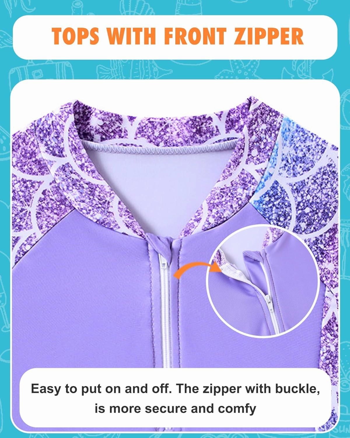 ALISISTER Girls Rash Guard Swimsuit 2 Pieces Long Sleeve Bathing Suits Swimwear for 5-9 Years UPF 50 