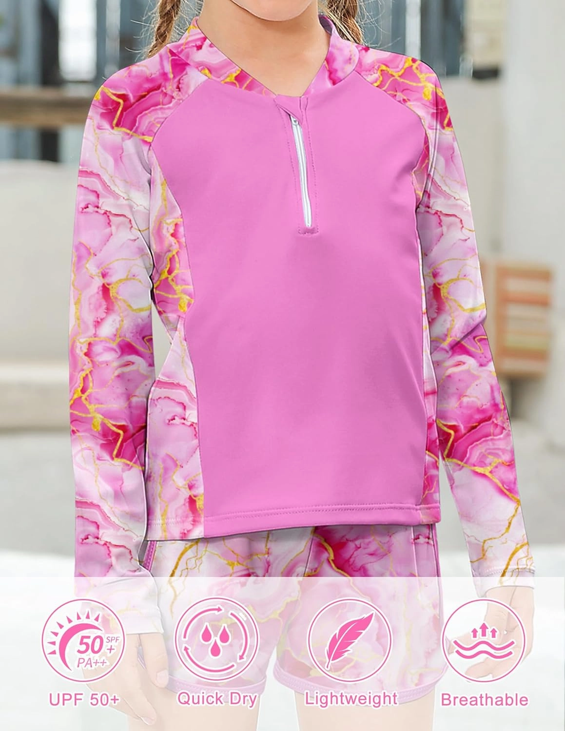 ALISISTER Girls Rash Guard Swimsuit 2 Pieces Long Sleeve Bathing Suits Swimwear for 5-9 Years UPF 50 