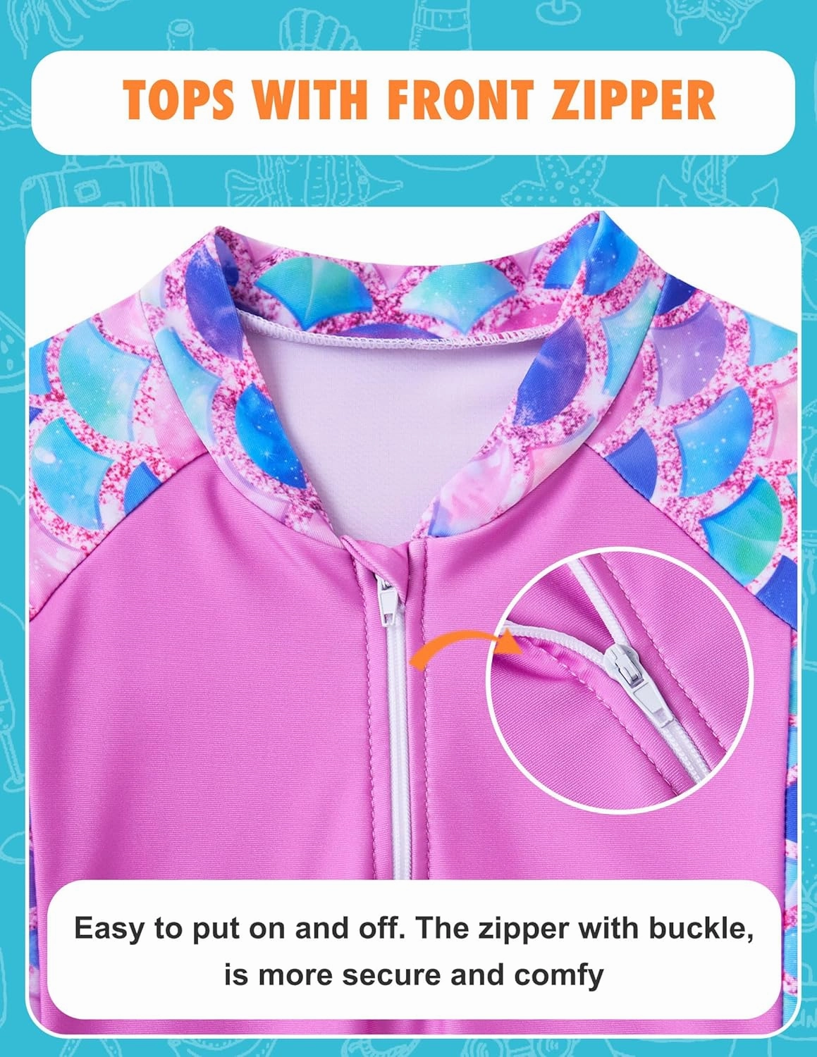 ALISISTER Girls Rash Guard Swimsuit 2 Pieces Long Sleeve Bathing Suits Swimwear for 5-9 Years UPF 50 