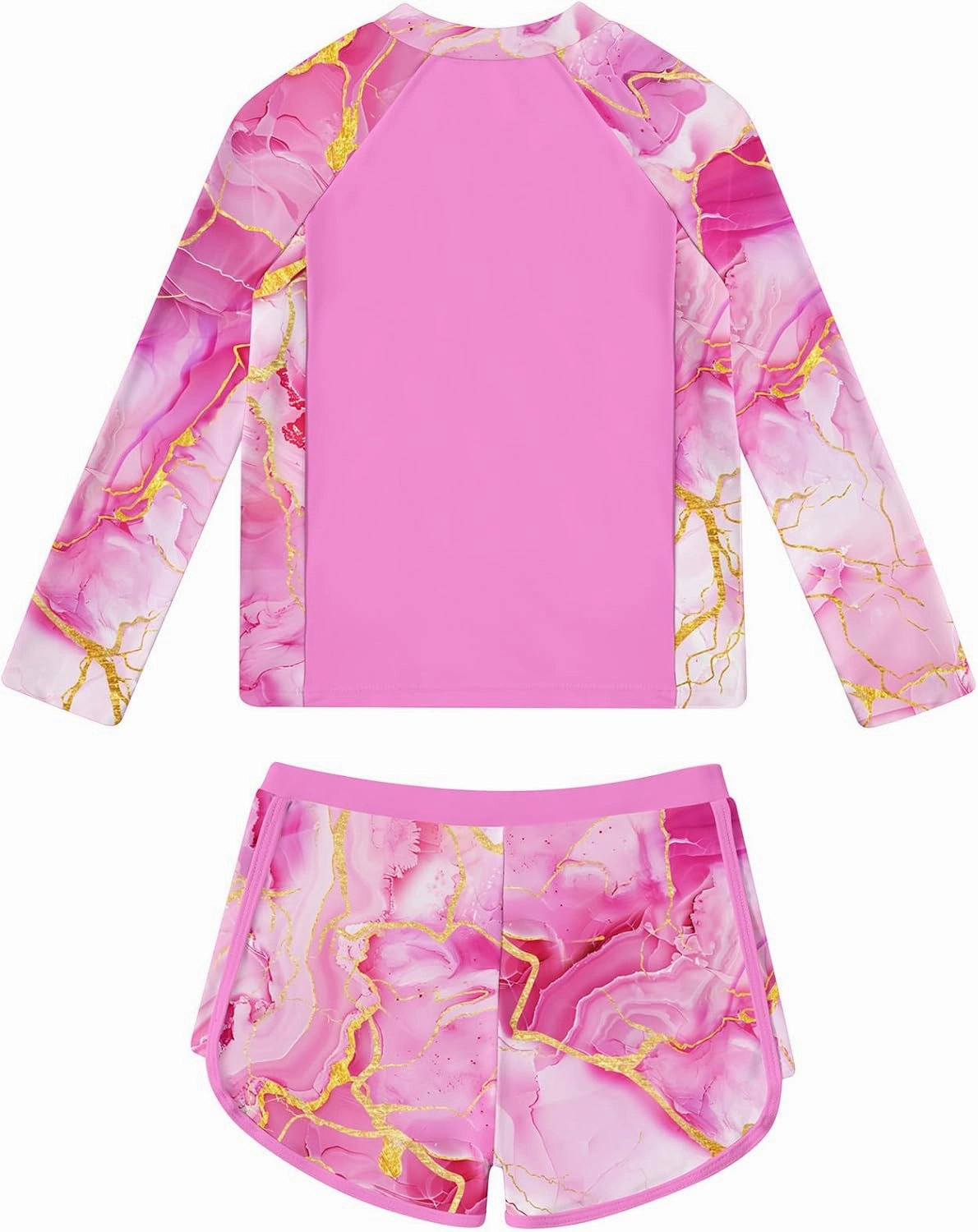 ALISISTER Girls Rash Guard Swimsuit 2 Pieces Long Sleeve Bathing Suits Swimwear for 5-9 Years UPF 50 