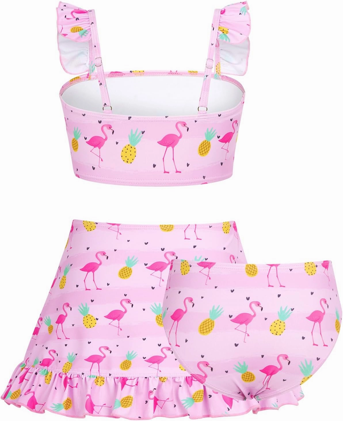 ALISISTER Girls Swimsuit 3 Piece Bathing Suits for 5-12 Years Hawaiian Bikini Set with Cover Ups Skirt