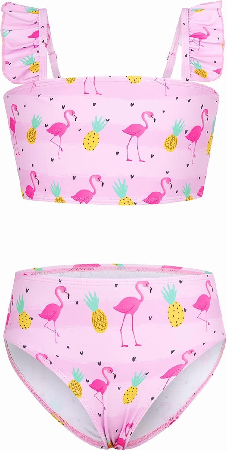 ALISISTER Girls Swimsuit 3 Piece Bathing Suits for 5-12 Years Hawaiian Bikini Set with Cover Ups Skirt