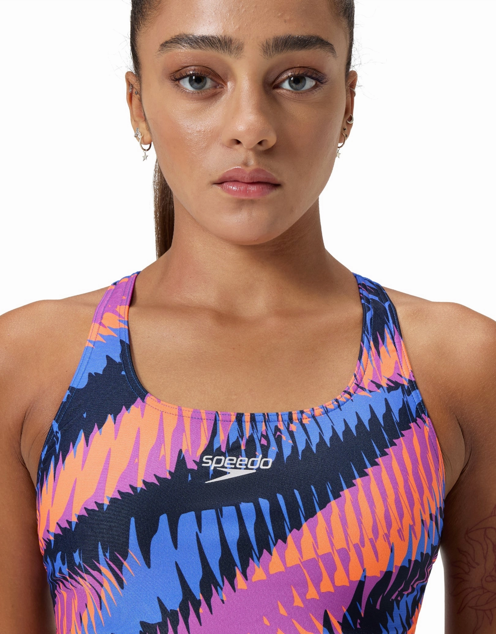Allover Digital Powerback Swimsuit - Blue/Multi