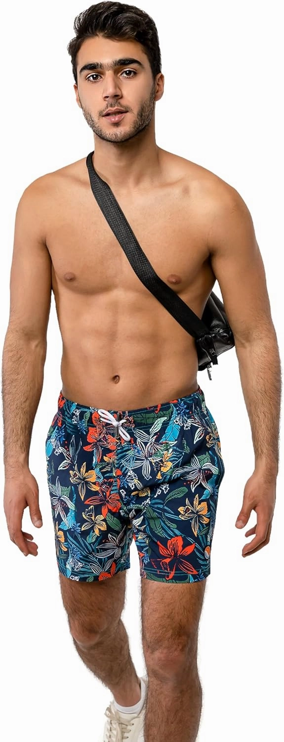 Aloha Men's Swim Trunks C 100% Polyester, Quick-Drying, Lightweight, Durable Beachwear for Pool & Surf Activities