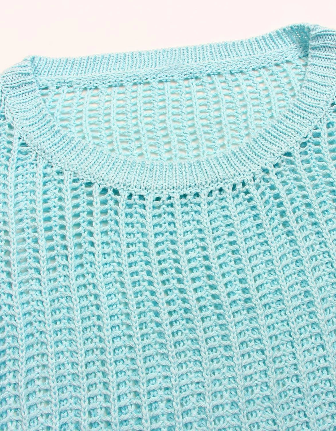 Alsol Lamesa Women's Plus Size Crochet Tops Short Sleeve Hollow Out Loose Scoop Neck Beach Crochet Cover Up 1X-5X