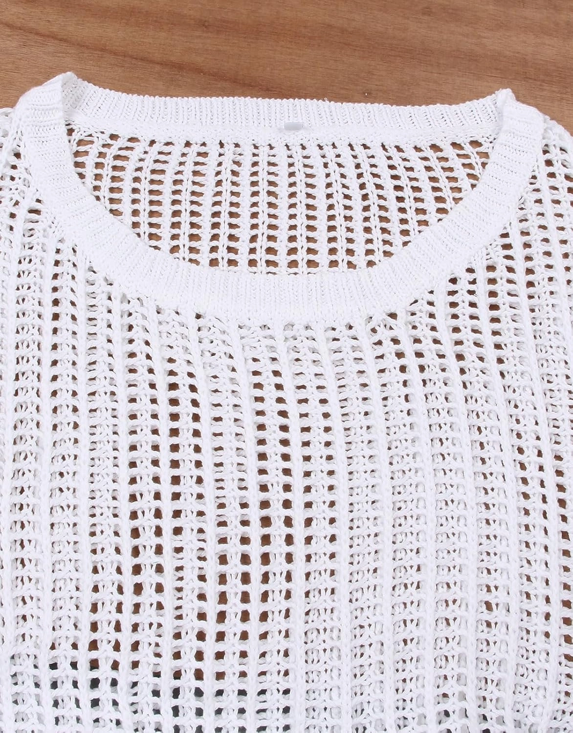 Alsol Lamesa Women's Plus Size Crochet Tops Short Sleeve Hollow Out Loose Scoop Neck Beach Crochet Cover Up 1X-5X