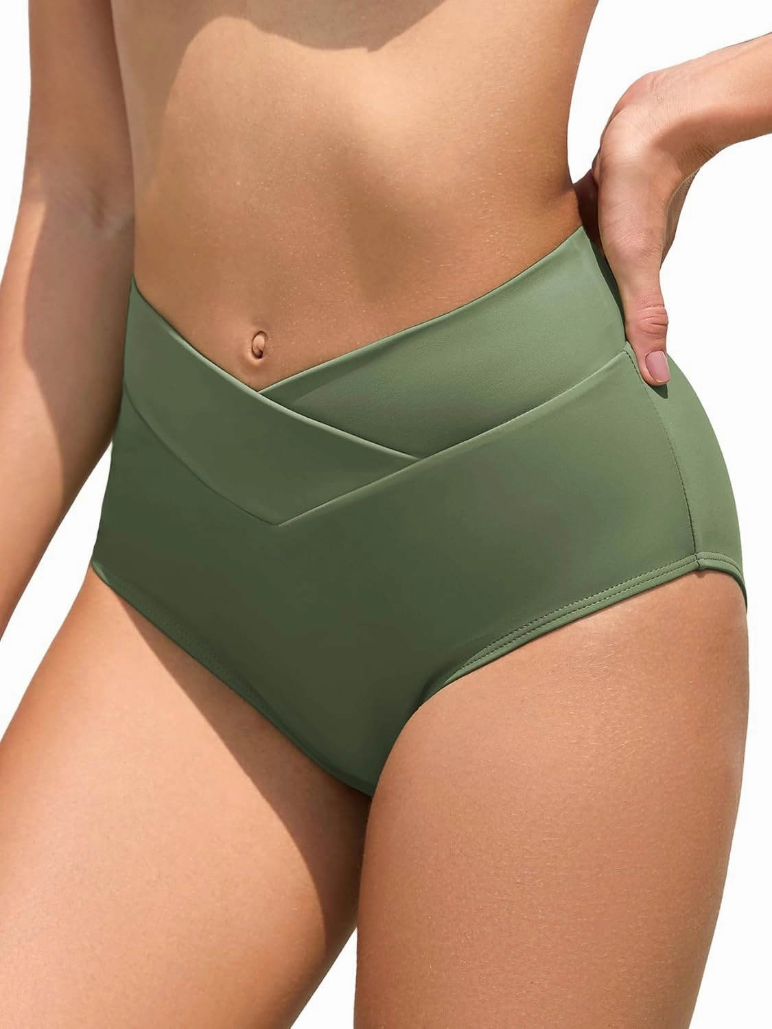 American Trends High Waisted Bikini Bottoms for Women Tummy Control Full Coverage Bathing Suit Swim Swimsuit Bottoms