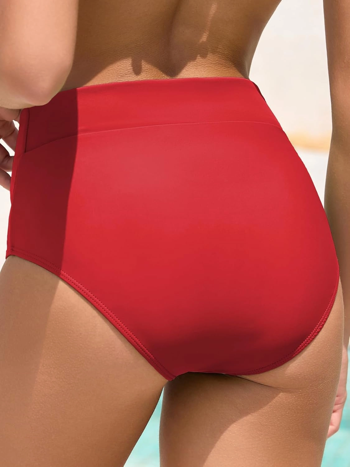 American Trends High Waisted Bikini Bottoms for Women Tummy Control Full Coverage Bathing Suit Swim Swimsuit Bottoms