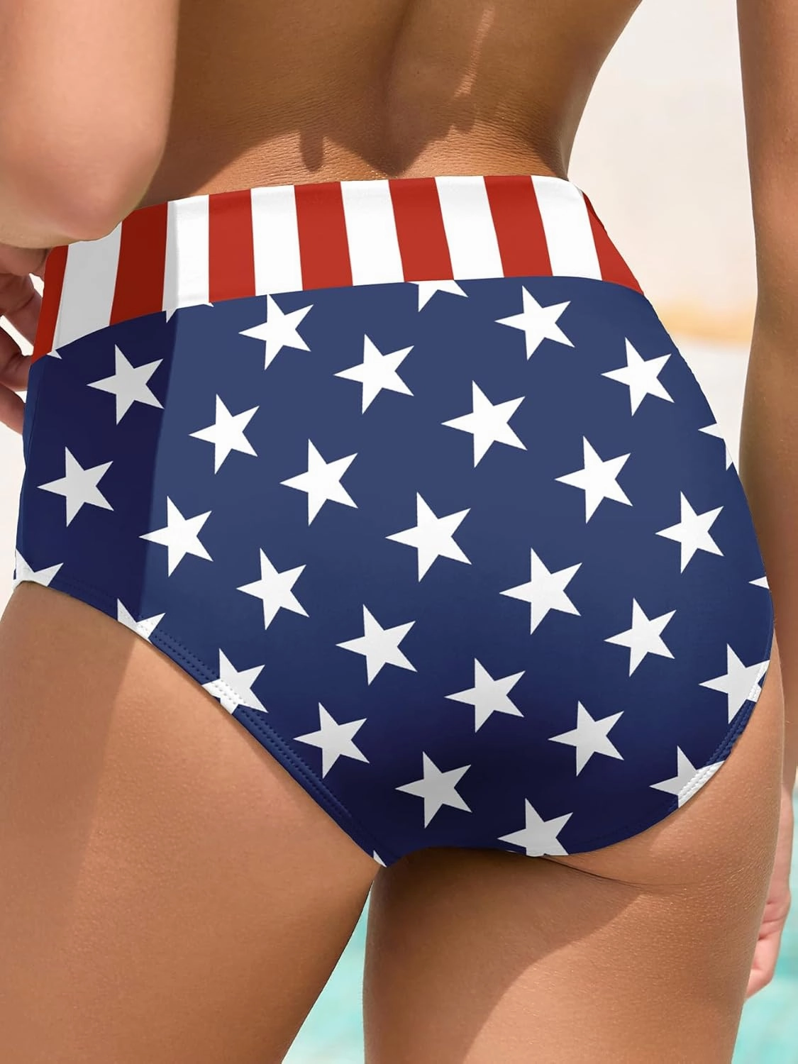 American Trends High Waisted Bikini Bottoms for Women Tummy Control Full Coverage Bathing Suit Swim Swimsuit Bottoms