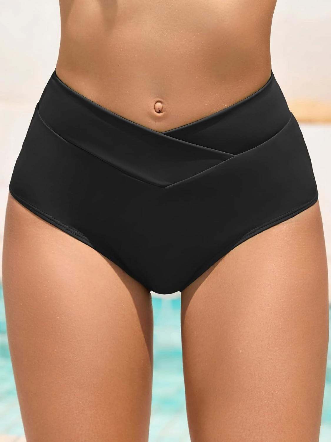 American Trends High Waisted Bikini Bottoms for Women Tummy Control Full Coverage Bathing Suit Swim Swimsuit Bottoms