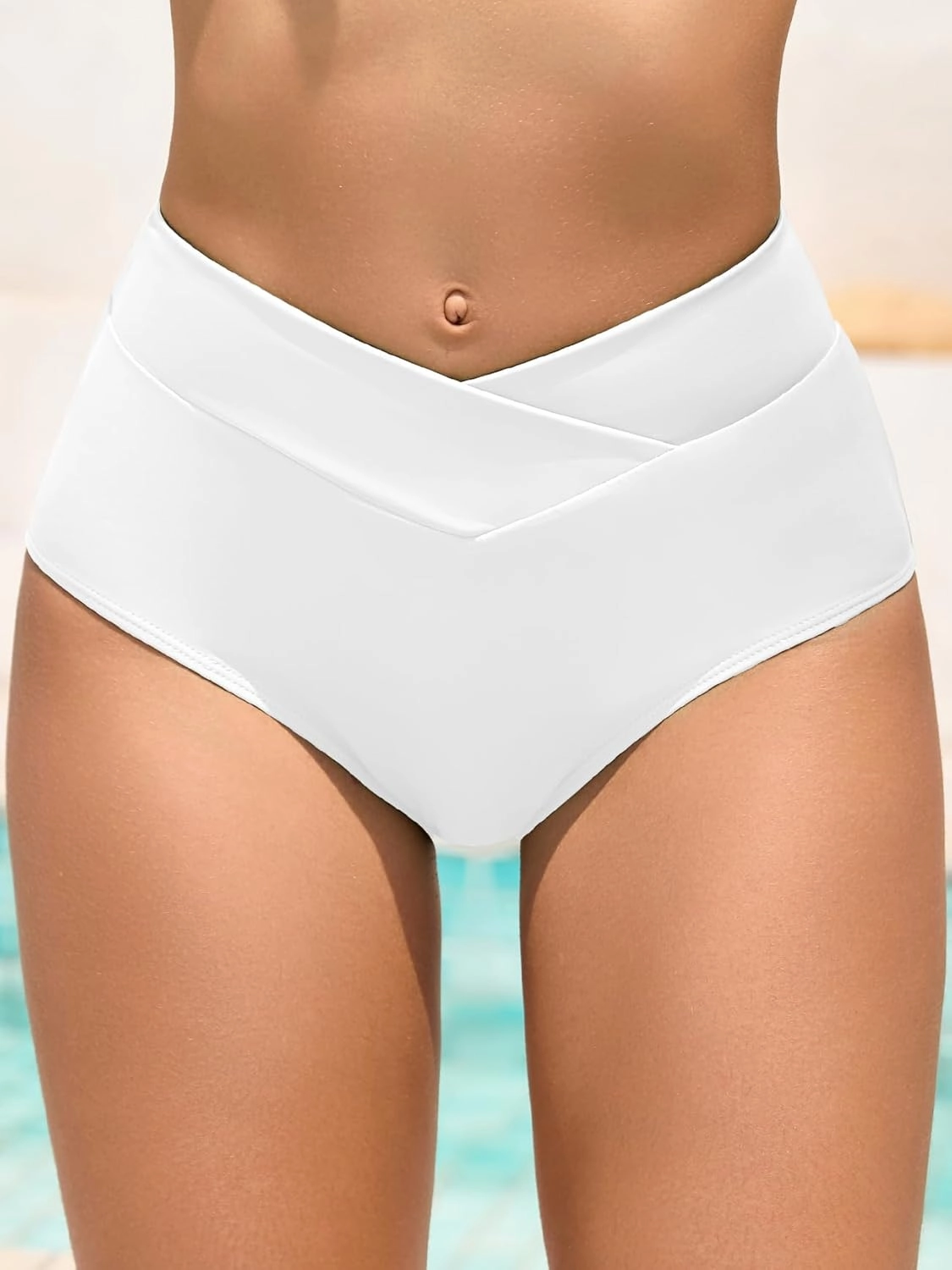 American Trends High Waisted Bikini Bottoms for Women Tummy Control Full Coverage Bathing Suit Swim Swimsuit Bottoms