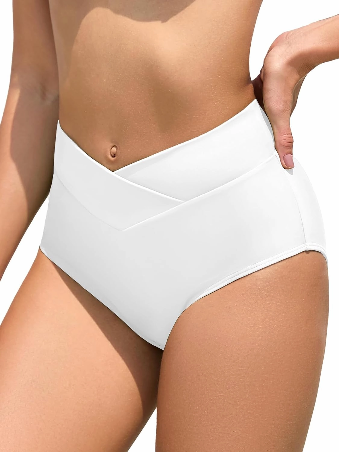 American Trends High Waisted Bikini Bottoms for Women Tummy Control Full Coverage Bathing Suit Swim Swimsuit Bottoms