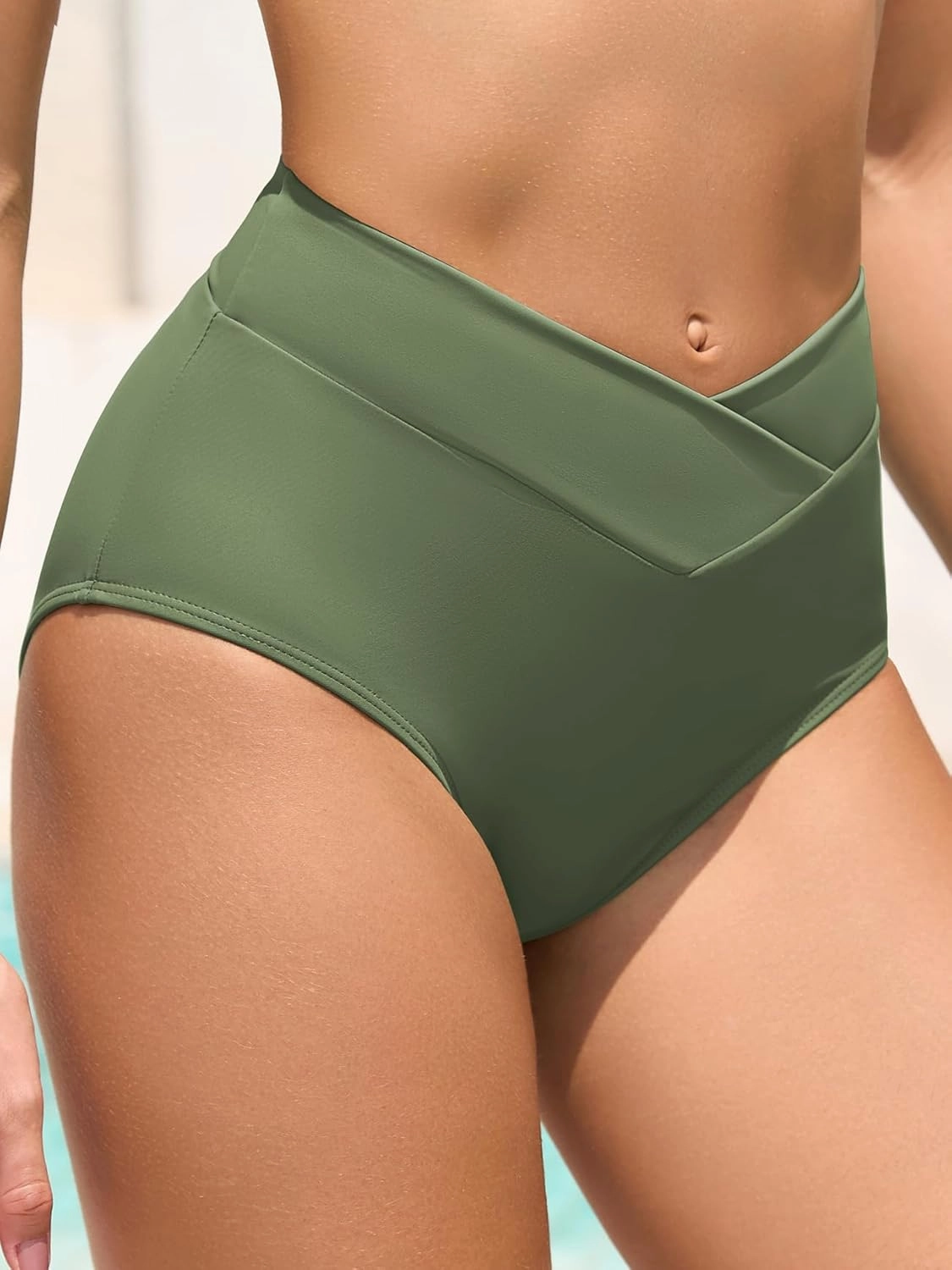 American Trends High Waisted Bikini Bottoms for Women Tummy Control Full Coverage Bathing Suit Swim Swimsuit Bottoms