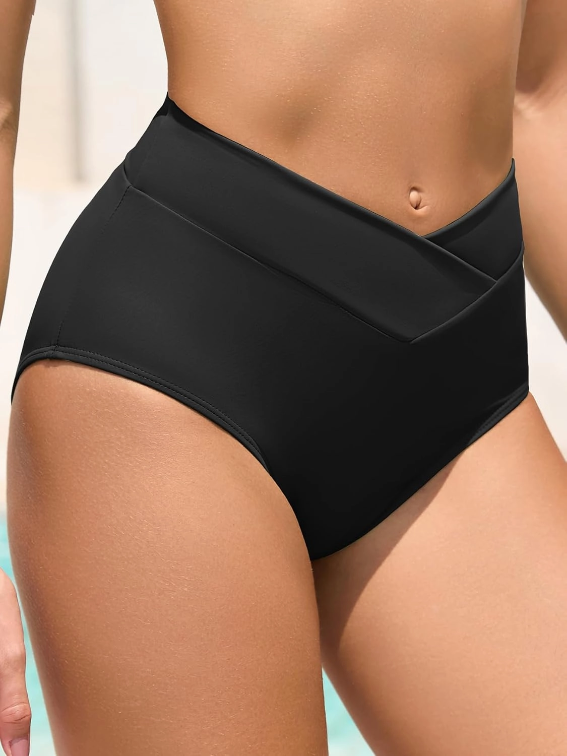 American Trends High Waisted Bikini Bottoms for Women Tummy Control Full Coverage Bathing Suit Swim Swimsuit Bottoms