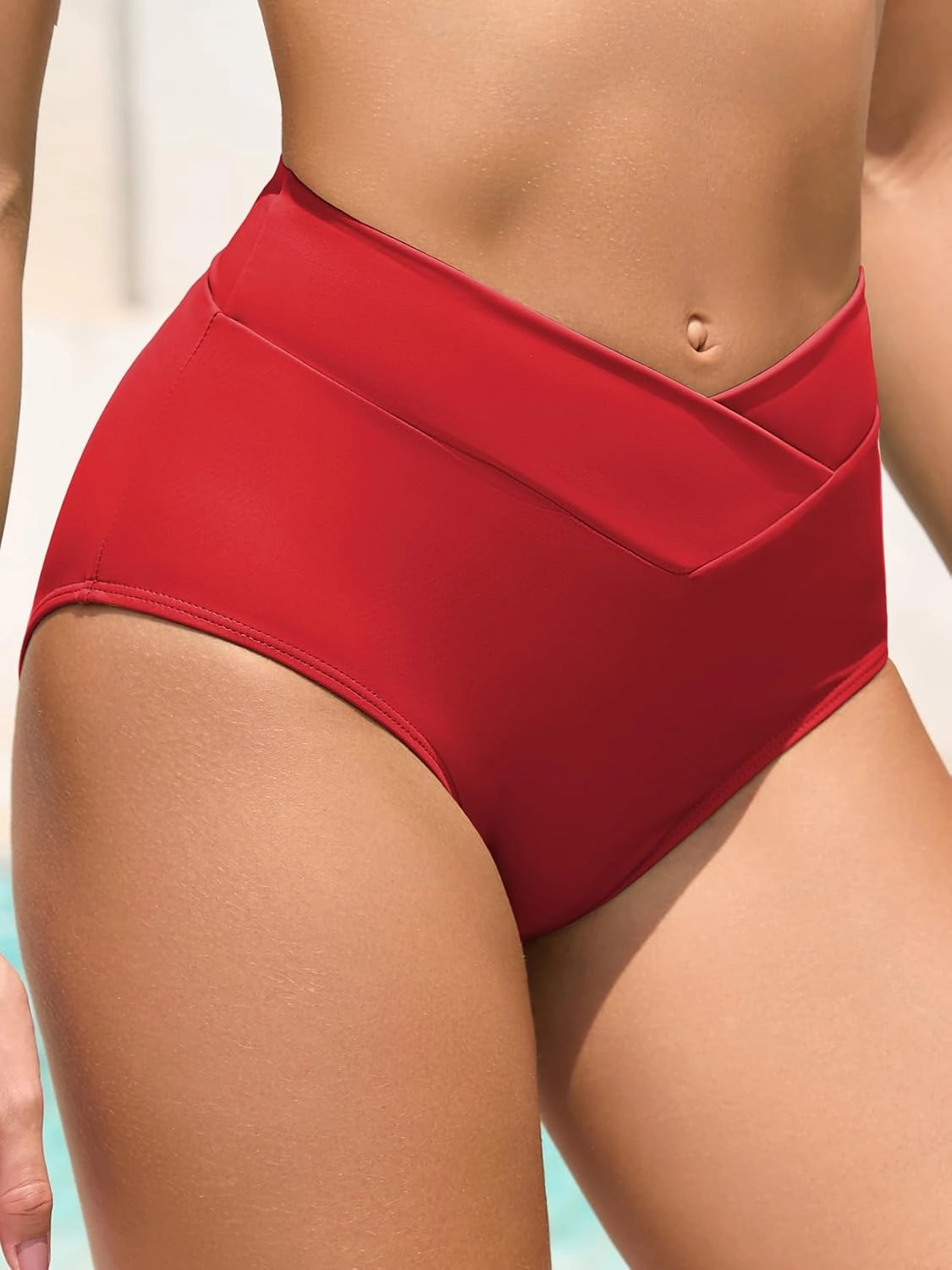 American Trends High Waisted Bikini Bottoms for Women Tummy Control Full Coverage Bathing Suit Swim Swimsuit Bottoms