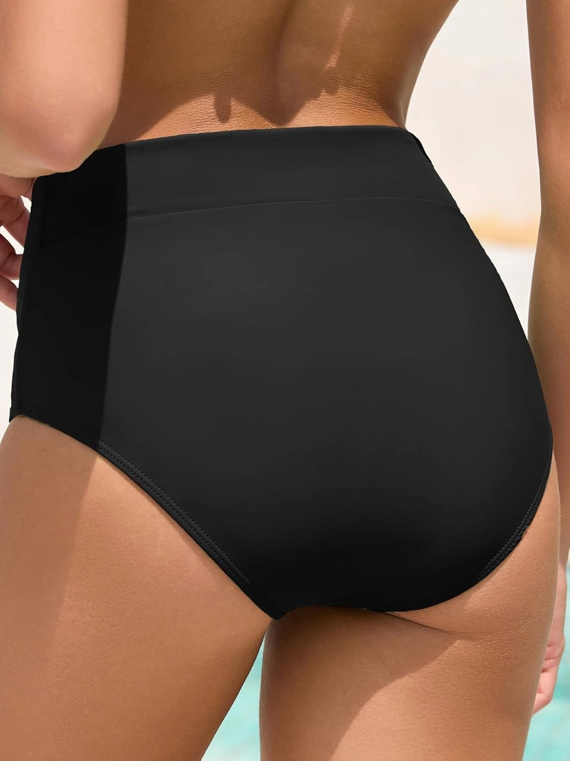 American Trends High Waisted Bikini Bottoms for Women Tummy Control Full Coverage Bathing Suit Swim Swimsuit Bottoms