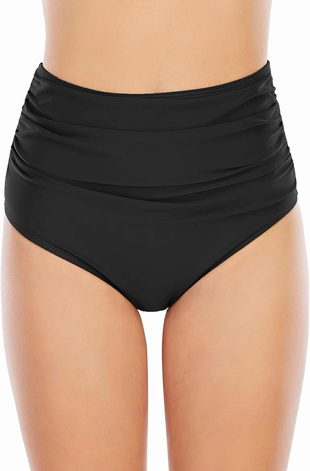 American Trends High Waisted Bikini Bottoms Ruched Tummy Control Swimsuits Bottoms Sexy Swim Bottom Bathing Suits for Women