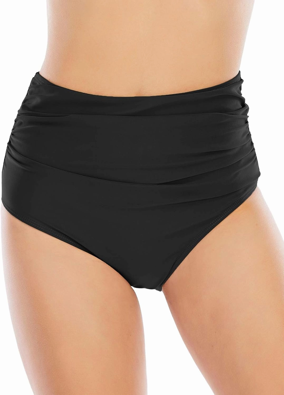 American Trends High Waisted Bikini Bottoms Ruched Tummy Control Swimsuits Bottoms Sexy Swim Bottom Bathing Suits for Women