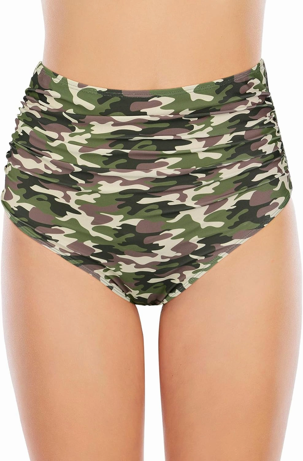 American Trends High Waisted Bikini Bottoms Ruched Tummy Control Swimsuits Bottoms Sexy Swim Bottom Bathing Suits for Women