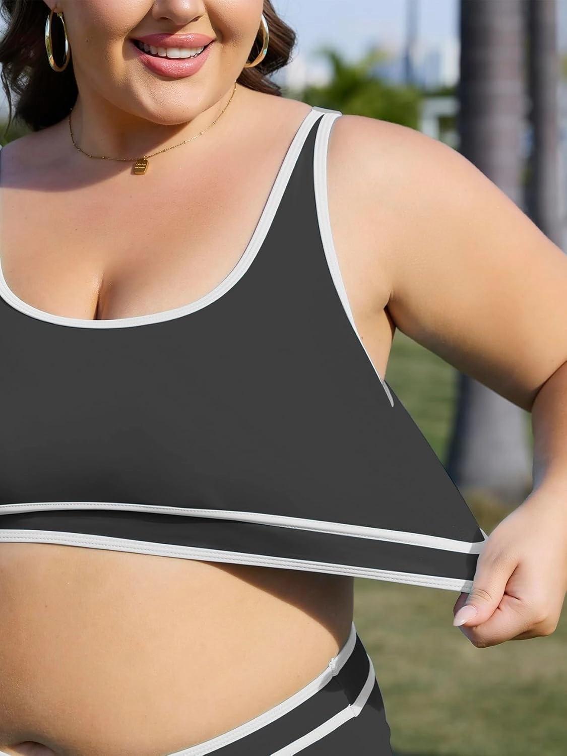 American Trends Womens Plus Size Bikini Swimsuit High Waisted Swimsuits Bathing Suit 2 Piece Tummy Control