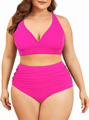 American Trends Womens Plus Size Bikini Two Piece Swimsuits Tummy Control Bathing Suits High Waisted Bikini Swimwear