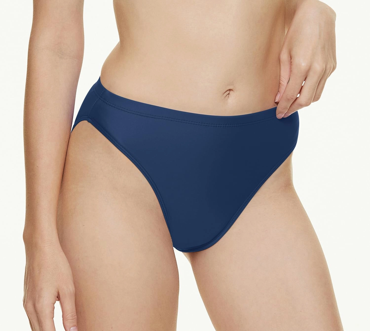 Annbon Women's High Cut Bikini Bottoms Mid Rise Tankini Swimsuit Bottom