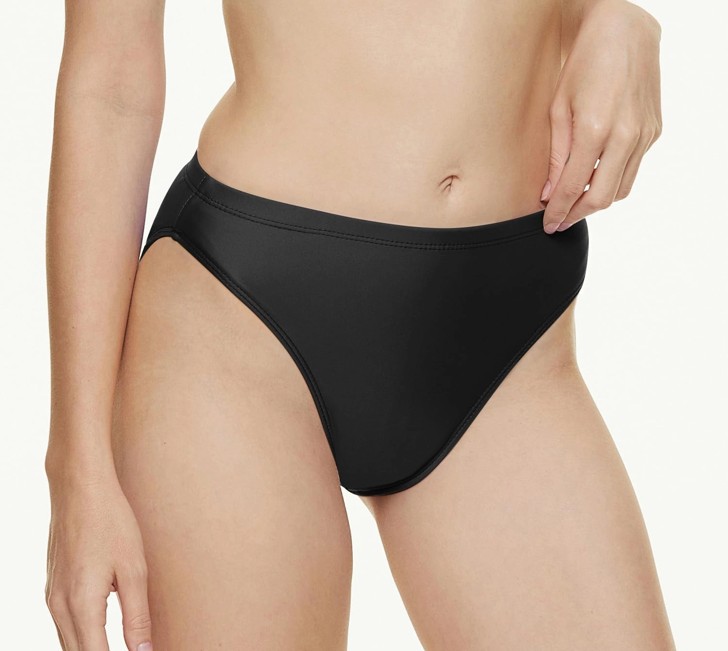 Annbon Women's High Cut Bikini Bottoms Mid Rise Tankini Swimsuit Bottom