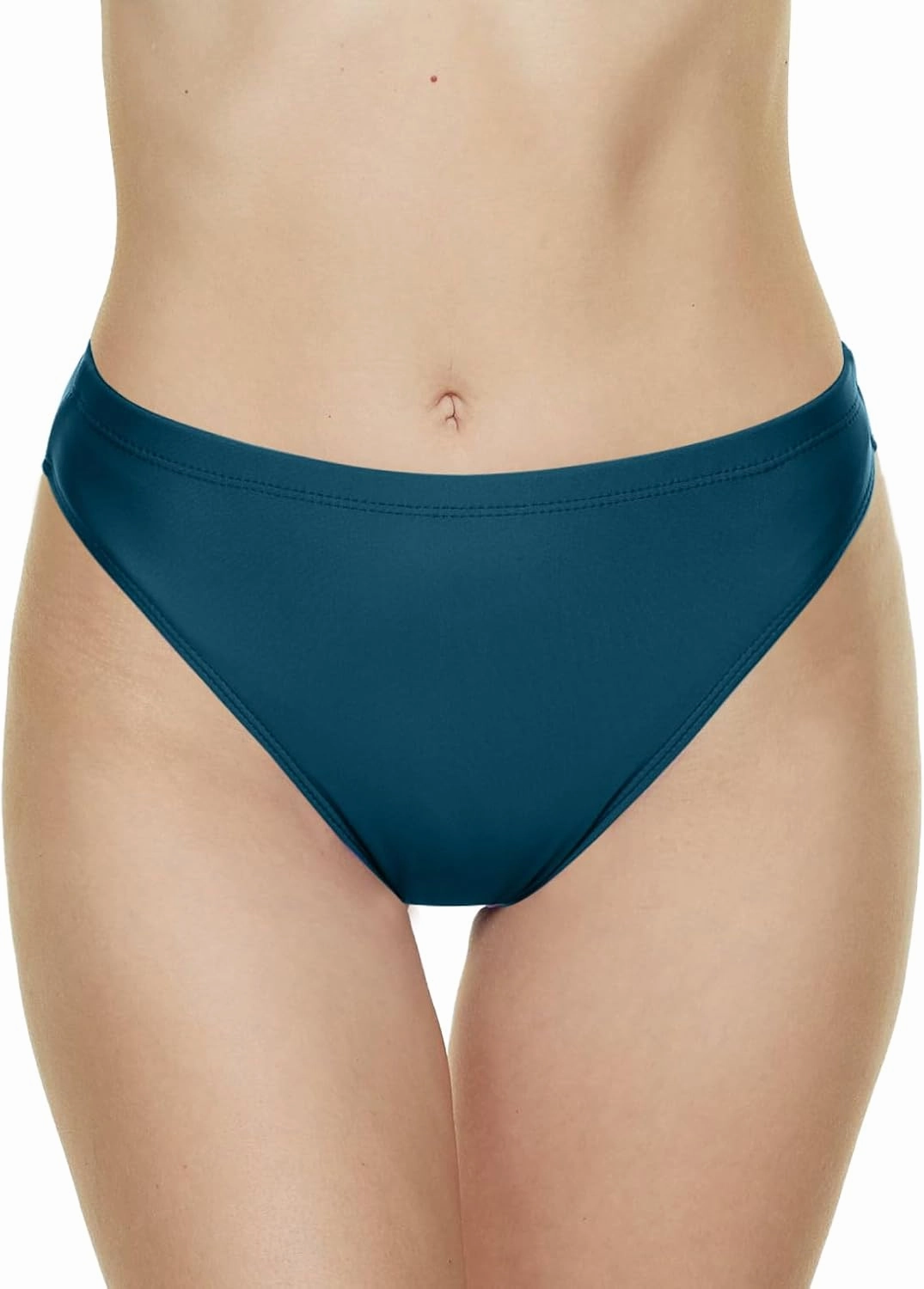Annbon Women's High Cut Bikini Bottoms Mid Rise Tankini Swimsuit Bottom