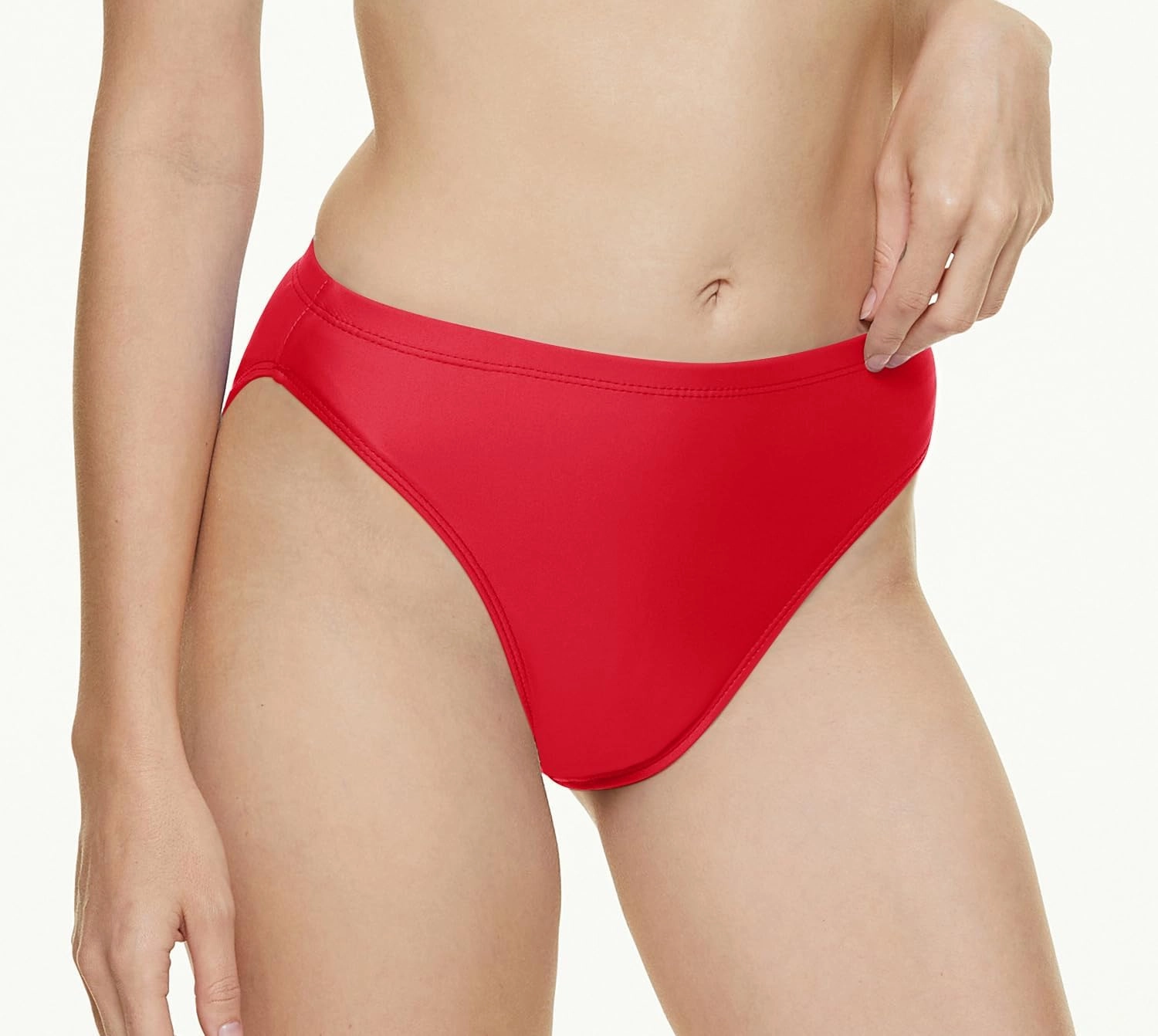 Annbon Women's High Cut Bikini Bottoms Mid Rise Tankini Swimsuit Bottom