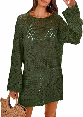 ANRABESS Women Swimsuit Crochet Swim Cover Up 2025 Summer Bathing Suit Swimwear Mesh Knit Beach Dress Vacation Outfits