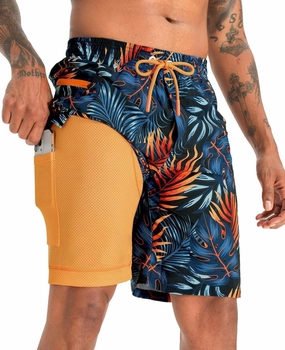 APTRO 2 in 1 Men's Swim Trunks 9" with Zipper Pockets Bathing Suit Built-in Board Shorts Swimwear Long Shorts