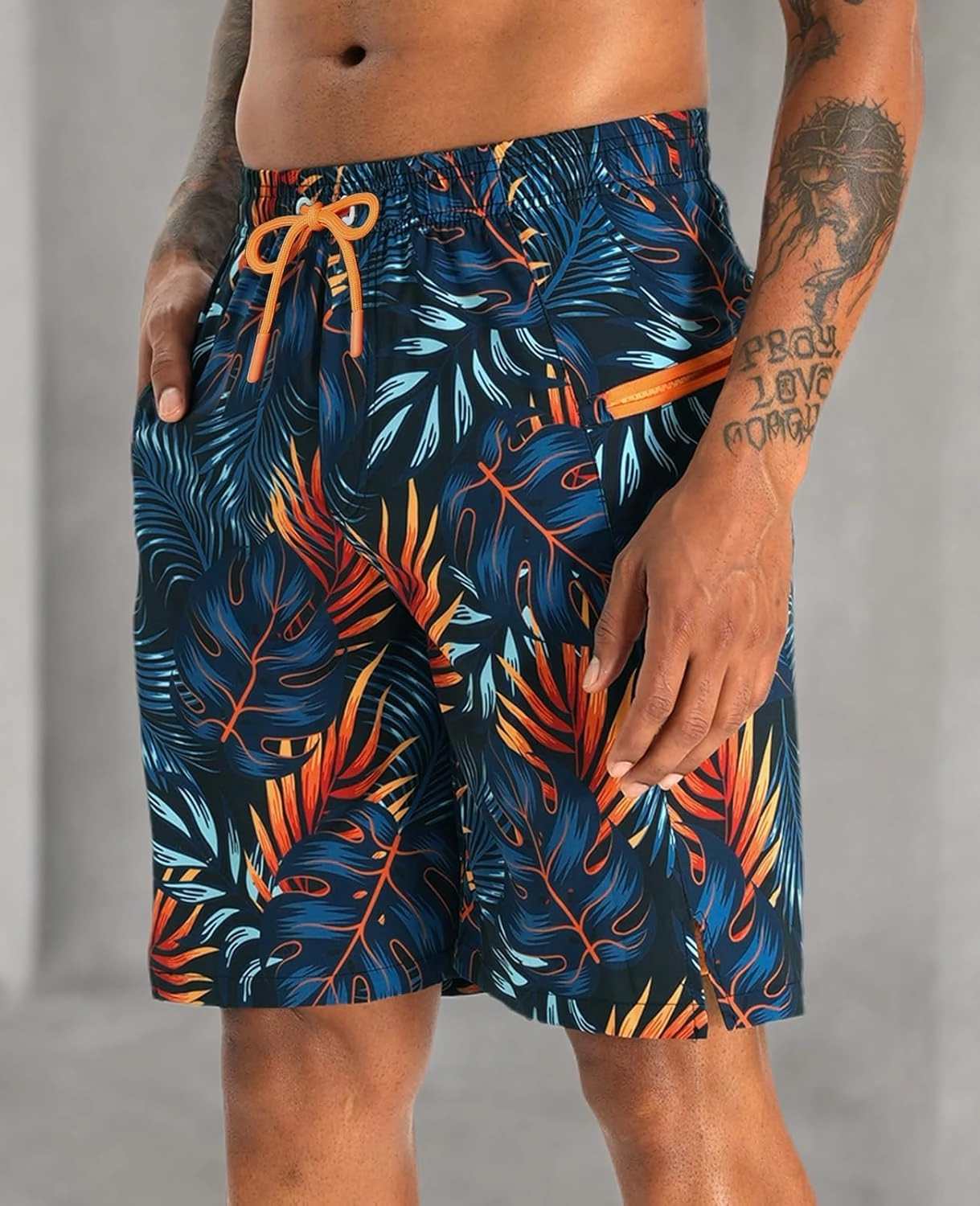 APTRO 2 in 1 Men's Swim Trunks 9" with Zipper Pockets Bathing Suit Built-in Board Shorts Swimwear Long Shorts
