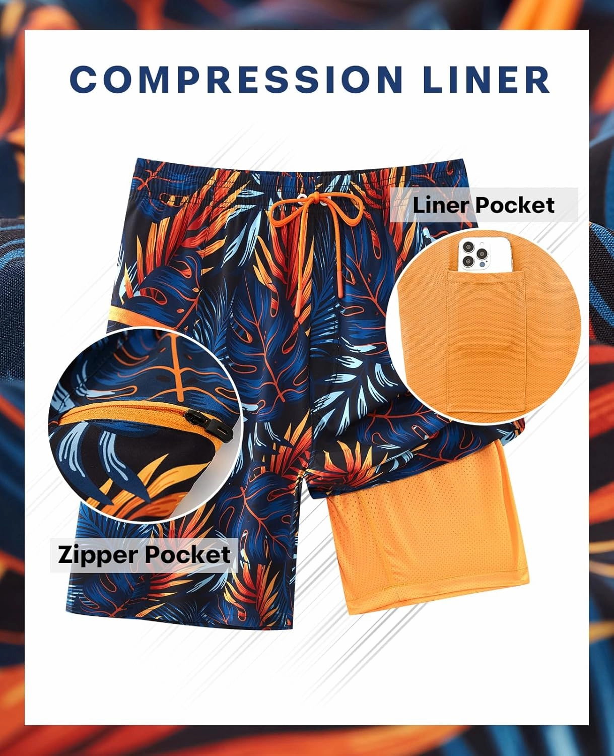 APTRO 2 in 1 Men's Swim Trunks 9" with Zipper Pockets Bathing Suit Built-in Board Shorts Swimwear Long Shorts