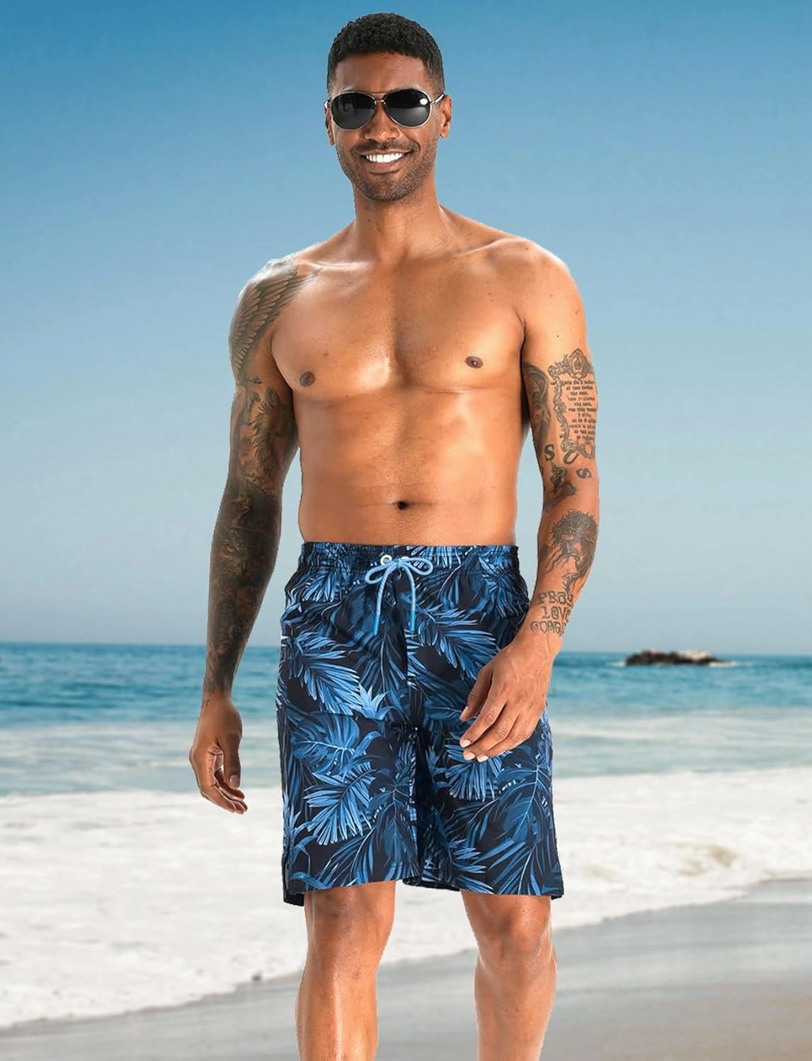 APTRO 2 in 1 Men's Swim Trunks 9" with Zipper Pockets Bathing Suit Built-in Board Shorts Swimwear Long Shorts