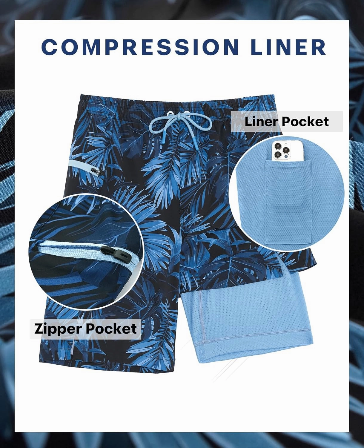 APTRO 2 in 1 Men's Swim Trunks 9" with Zipper Pockets Bathing Suit Built-in Board Shorts Swimwear Long Shorts