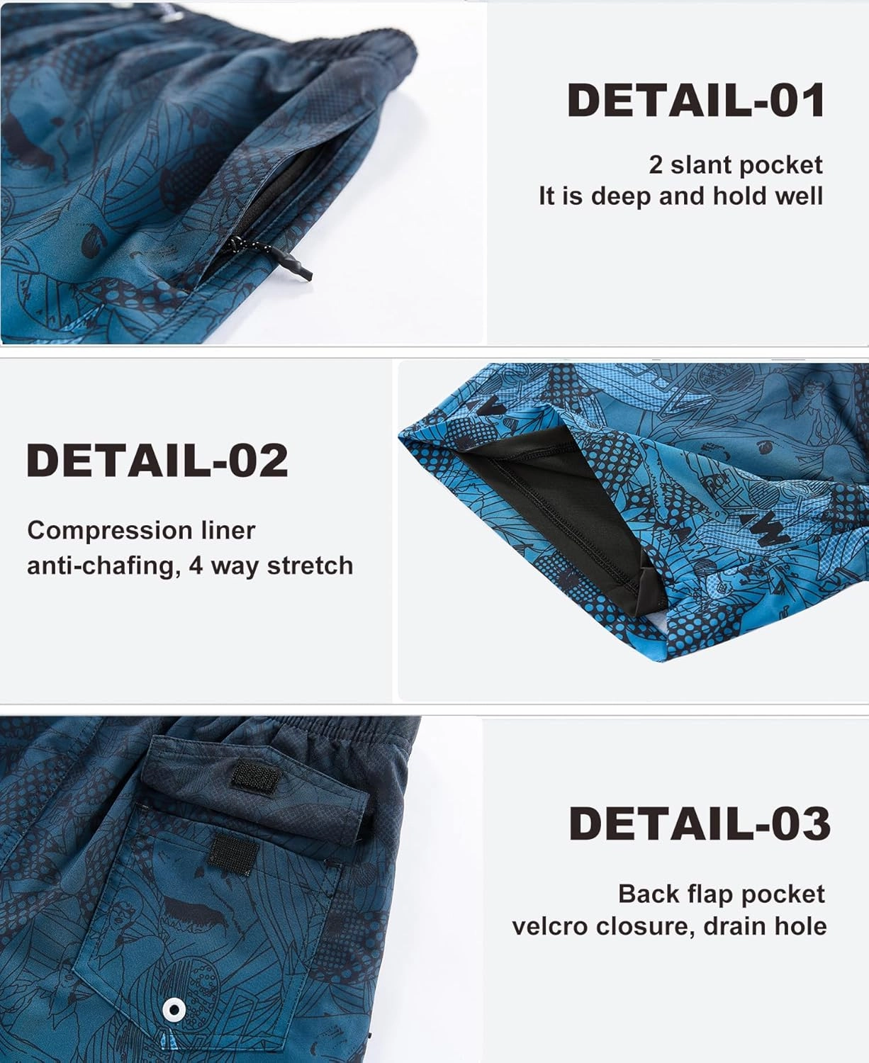 APTRO Men's Swim Trunks 2 in 1 Bathing Suit 5 Inch Beach Swimwear with Compression Liner
