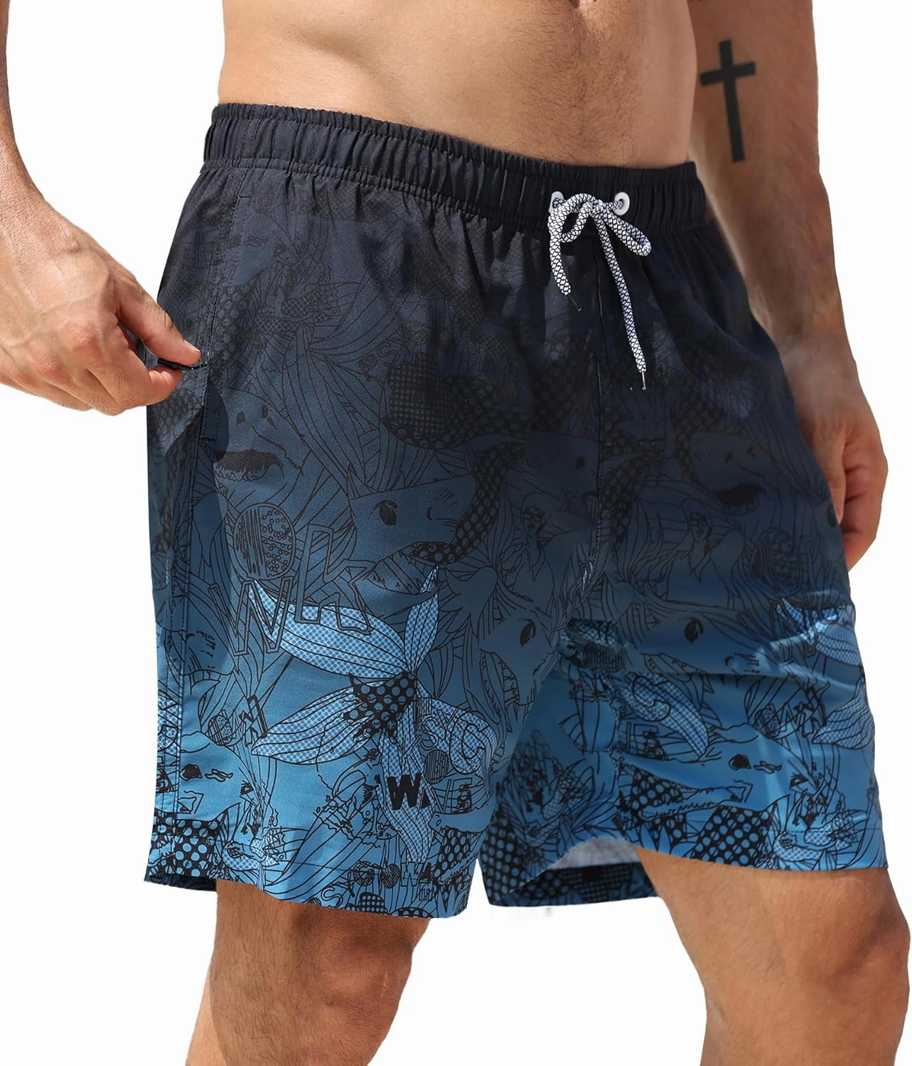 APTRO Men's Swim Trunks 2 in 1 Bathing Suit 5 Inch Beach Swimwear with Compression Liner
