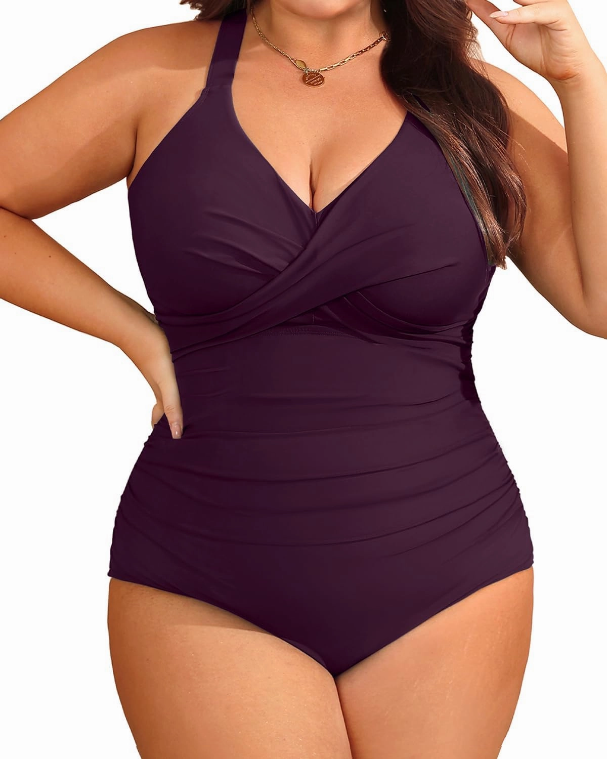 Aqua Eve Plus Size One Piece Swimsuit - Women's Tummy Control Bathing Suit Retro Full Coverage Swimwear 2025