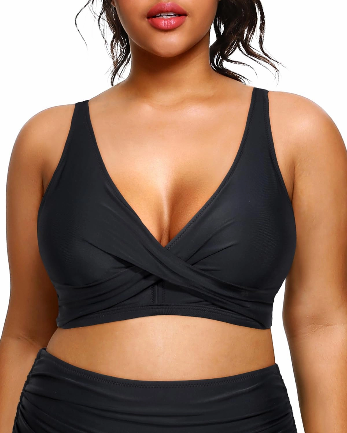 Aqua Eve Women Full Coverage Bikini Top No Bottom Push up Swimsuits Top Sport Bra Bathing Suits Tops
