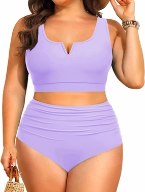 Aqua Eve Women Plus Size High Waisted Bikini - Two Piece Swimsuit Tummy Control Bathing Suit V-Wired 2025 Swimwear
