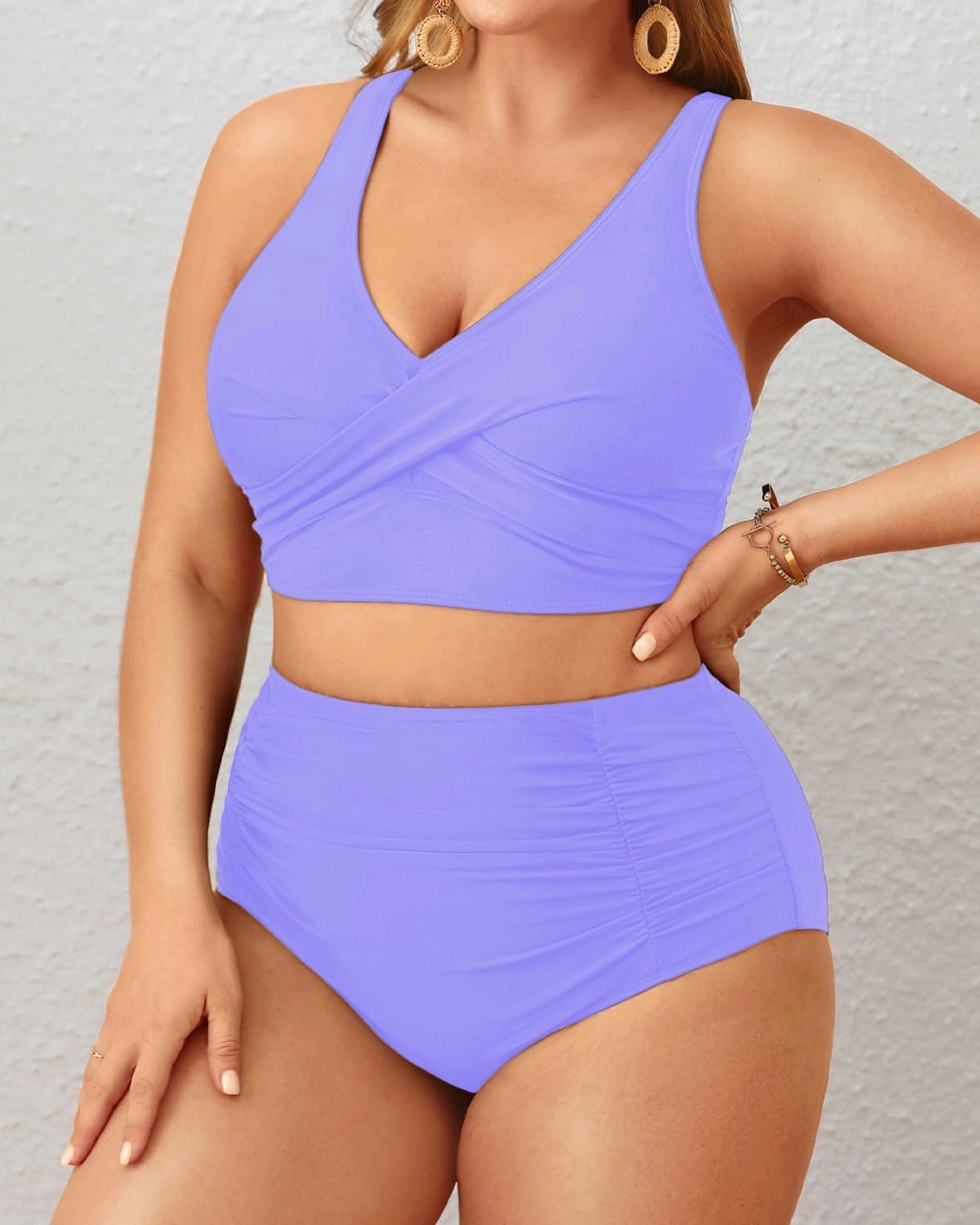 Aqua Eve Women Plus Size Two Piece Swimsuit High Waisted Bikini Set Tummy Control Bathing Suit
