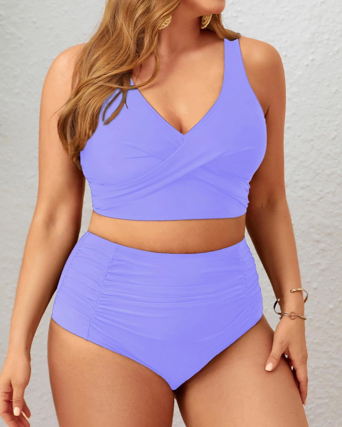 Aqua Eve Women Plus Size Two Piece Swimsuit High Waisted Bikini Set Tummy Control Bathing Suit