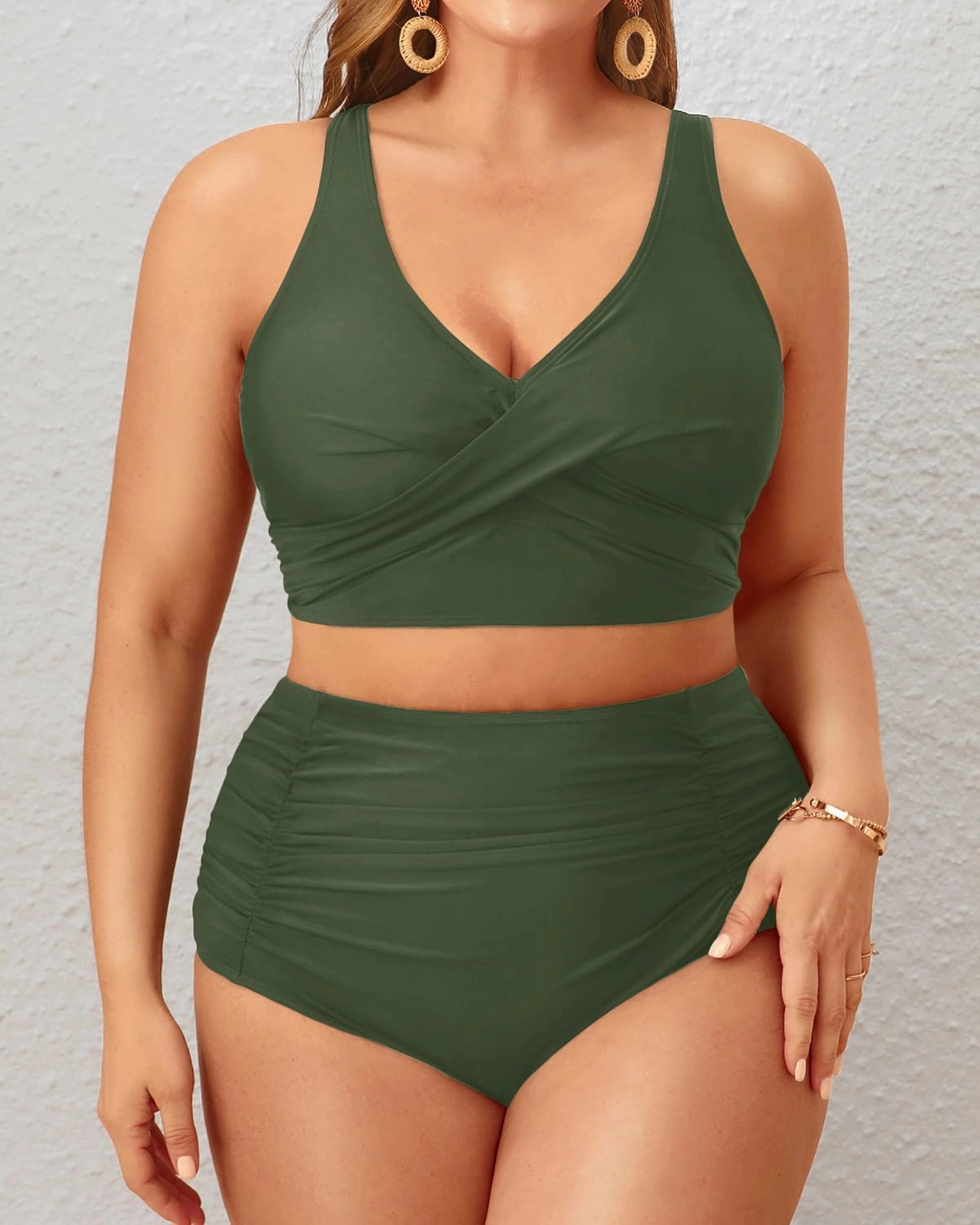 Aqua Eve Women Plus Size Two Piece Swimsuit High Waisted Bikini Set Tummy Control Bathing Suit