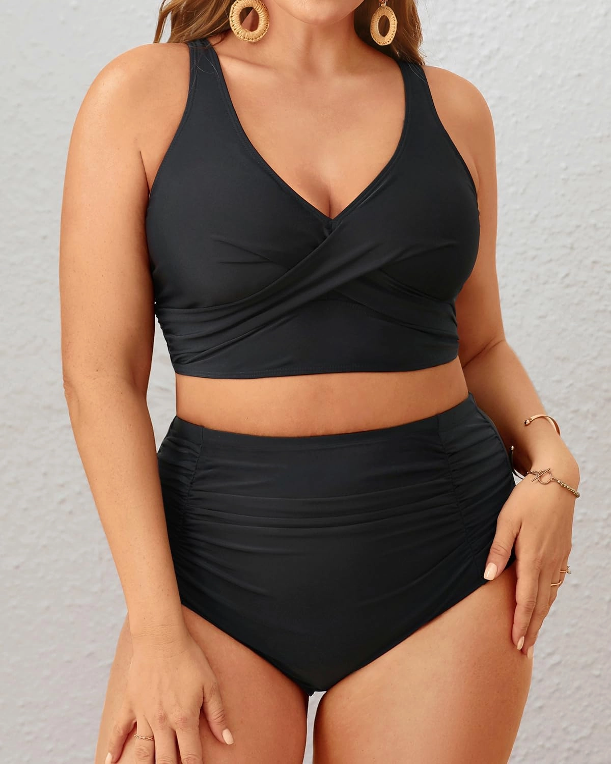 Aqua Eve Women Plus Size Two Piece Swimsuit High Waisted Bikini Set Tummy Control Bathing Suit