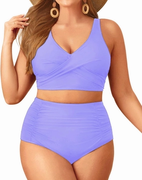 Aqua Eve Women Plus Size Two Piece Swimsuit High Waisted Bikini Set Tummy Control Bathing Suit