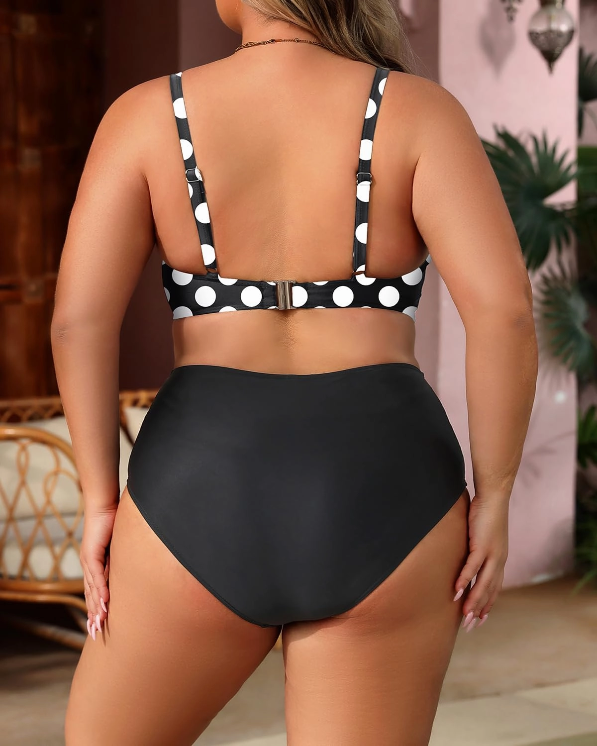 Aqua Eve Women Plus Size Underwire Bikini Two Piece Swimsuit High Waisted Tummy Control Bathing Suit