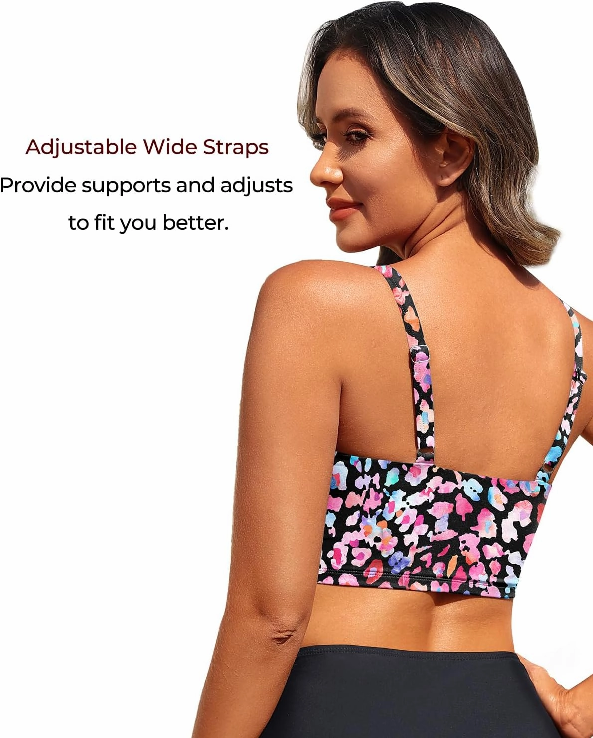 Aqua Eve Women's Sport Bra Swim Top - 2025 Crop Bikini Top Modest V Neck Bathing Suit