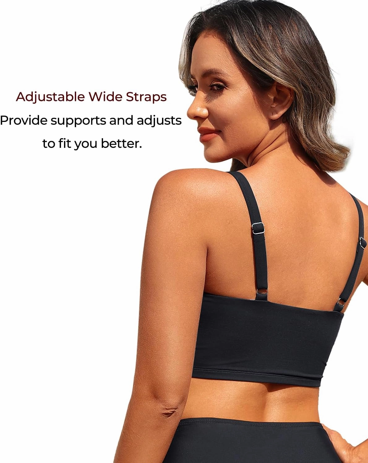 Aqua Eve Women's Sport Bra Swim Top - 2025 Crop Bikini Top Modest V Neck Bathing Suit