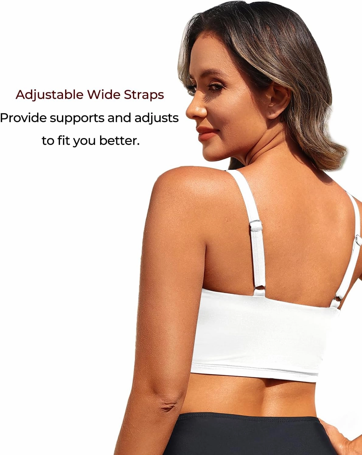 Aqua Eve Women's Sport Bra Swim Top - 2025 Crop Bikini Top Modest V Neck Bathing Suit